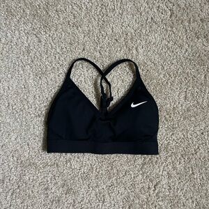 Nike Women's Black Sports Bra with White Logo